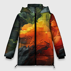 Куртка зимняя женская Взрыв оранжевой краски, цвет: 3D-черный