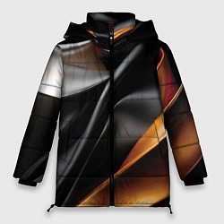 Куртка зимняя женская Черная и оранжевая материя, цвет: 3D-светло-серый