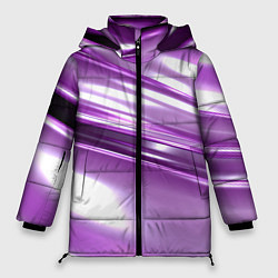 Куртка зимняя женская Нежные фиолетовые полосы абстракта, цвет: 3D-светло-серый