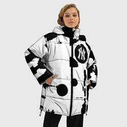 Куртка зимняя женская New York yankees - baseball team pattern, цвет: 3D-черный — фото 2