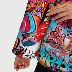 Куртка зимняя женская Hip Hop Graffiti, цвет: 3D-красный — фото 2