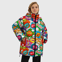 Куртка зимняя женская Bang Boom Ouch pop art pattern, цвет: 3D-красный — фото 2