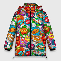 Куртка зимняя женская Bang Boom Ouch pop art pattern, цвет: 3D-красный