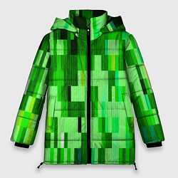 Куртка зимняя женская Зелёный глитч, цвет: 3D-светло-серый