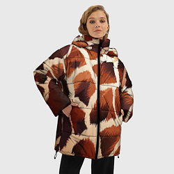 Куртка зимняя женская Пятнистый мех жирафа, цвет: 3D-красный — фото 2