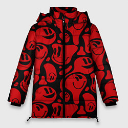 Куртка зимняя женская Красные смайлы, цвет: 3D-светло-серый