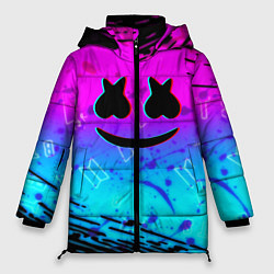 Куртка зимняя женская Маршмэллоу x бтс неоновый стиль, цвет: 3D-черный