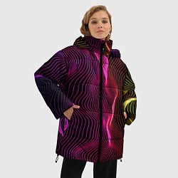 Куртка зимняя женская Переплетающие цветные линии, цвет: 3D-светло-серый — фото 2