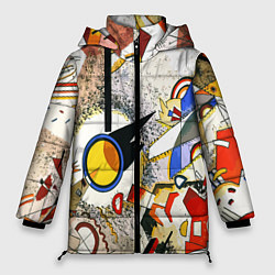 Куртка зимняя женская Кандинский картина - шумная акварель, цвет: 3D-черный