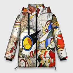 Куртка зимняя женская Кандинский картина - шумная акварель, цвет: 3D-светло-серый
