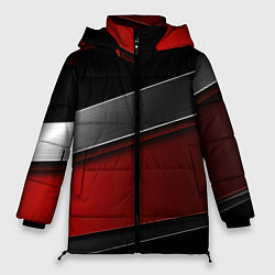Куртка зимняя женская Красный серый и черный, цвет: 3D-черный