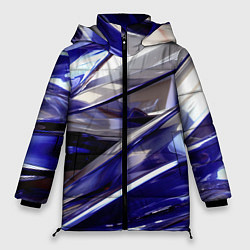 Куртка зимняя женская Синие и белые полосы абстракции, цвет: 3D-красный
