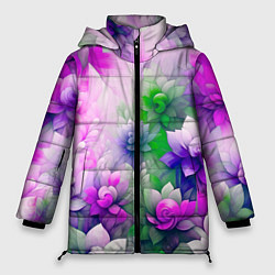Куртка зимняя женская Паттерн цветов, цвет: 3D-светло-серый