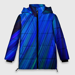 Куртка зимняя женская Неоновые синии линии, цвет: 3D-светло-серый