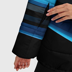 Куртка зимняя женская Черная и синяя геометрическая абстракция, цвет: 3D-черный — фото 2