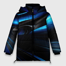 Куртка зимняя женская Черная и синяя геометрическая абстракция, цвет: 3D-черный