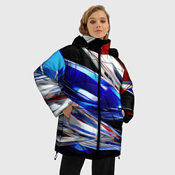 Куртка зимняя женская Белая синяя красная острая абстракция, цвет: 3D-красный — фото 2