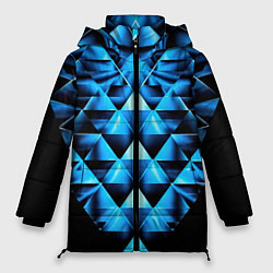 Куртка зимняя женская Синие абстрактные ромбики, цвет: 3D-черный
