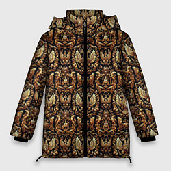Женская зимняя куртка Золотой объемный герб России паттерн