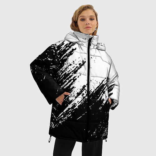 Женская зимняя куртка Просто краски текстура / 3D-Светло-серый – фото 3