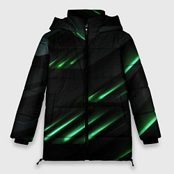 Куртка зимняя женская Спортивный черно-зеленый стиль, цвет: 3D-светло-серый