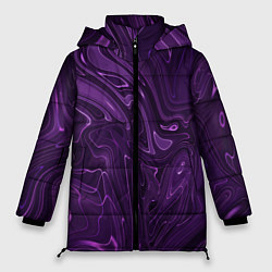 Куртка зимняя женская Абстакция на темно фиолетовом, цвет: 3D-черный