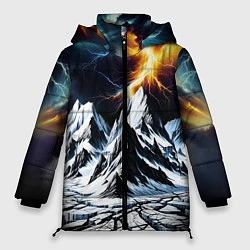 Куртка зимняя женская Молнии и горы, цвет: 3D-черный