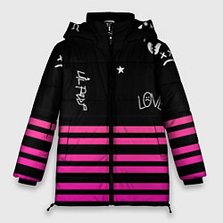 Куртка зимняя женская Lil Peep розовые полосы, цвет: 3D-светло-серый