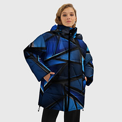 Куртка зимняя женская Синие объемные геометрические объекты, цвет: 3D-светло-серый — фото 2