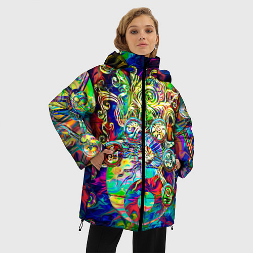 Женская зимняя куртка Знаковые пузырьки / 3D-Черный – фото 3