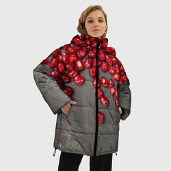 Куртка зимняя женская Гранат зёрна граната на сером, цвет: 3D-светло-серый — фото 2
