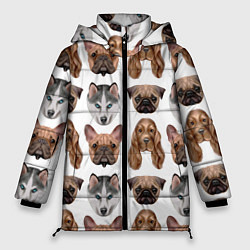 Куртка зимняя женская Текстура собак, цвет: 3D-черный