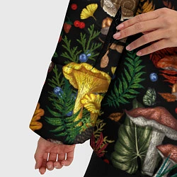 Куртка зимняя женская Фон с лесными грибами, цвет: 3D-черный — фото 2