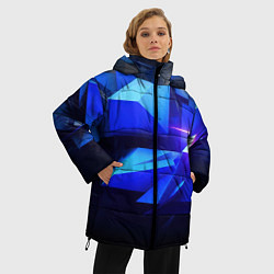 Куртка зимняя женская Black blue background abstract, цвет: 3D-светло-серый — фото 2