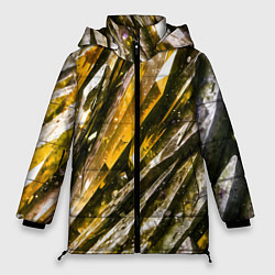 Куртка зимняя женская Драгоценные кристаллы жёлтые, цвет: 3D-черный