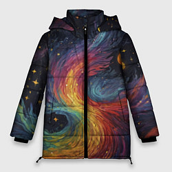 Куртка зимняя женская Звездный вихрь абстрактная живопись, цвет: 3D-светло-серый