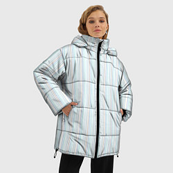 Куртка зимняя женская Белый в тонкую цветную полоску, цвет: 3D-светло-серый — фото 2