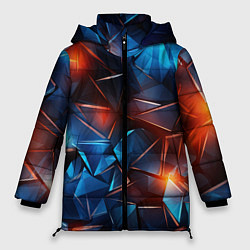 Куртка зимняя женская Синие и красные осколки стекла, цвет: 3D-светло-серый