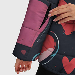 Куртка зимняя женская Сердечный паттерн, цвет: 3D-черный — фото 2
