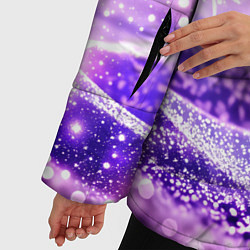 Куртка зимняя женская Абстрактные звезды в фиолетовых искрах, цвет: 3D-светло-серый — фото 2