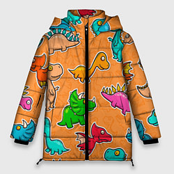 Куртка зимняя женская Маленькие динозавры, цвет: 3D-светло-серый