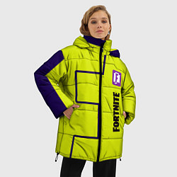 Куртка зимняя женская Fortnite logo yellow game, цвет: 3D-светло-серый — фото 2