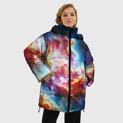 Женская зимняя куртка The cosmic nebula / 3D-Светло-серый – фото 3