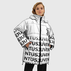 Куртка зимняя женская Ювентус лого паттерн спорт, цвет: 3D-черный — фото 2