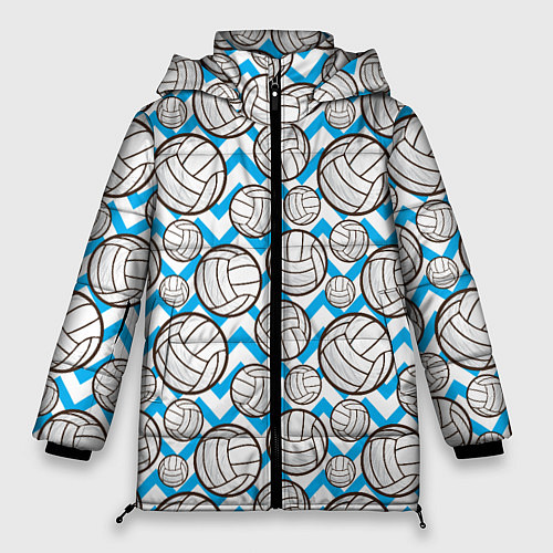 Женская зимняя куртка Мячи волейбольные паттерн / 3D-Красный – фото 1