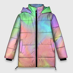 Куртка зимняя женская Абстракция смесь красок светлый тай-дай, цвет: 3D-красный