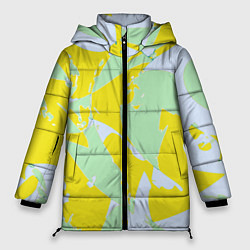 Куртка зимняя женская Салатово-жёлтые пятна, цвет: 3D-черный