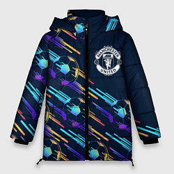Куртка зимняя женская Manchester United градиентные мячи, цвет: 3D-черный