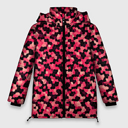 Куртка зимняя женская Мозаика красно-бордовый, цвет: 3D-красный