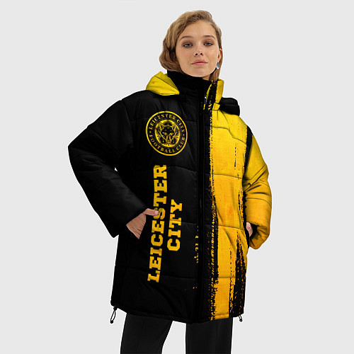 Женская зимняя куртка Leicester City - gold gradient по-вертикали / 3D-Черный – фото 3